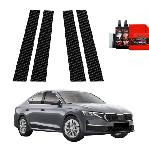 Bodyshield - Folie de protecție din carbon 4în1 pentru coloana B - Skoda Octavia 4 Hatchback facelift (2024-2026)