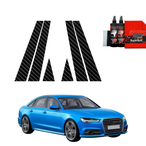 Bodyshield - Folie de protecție din carbon 6în1 pentru coloana A-B-S - Audi A6 C7 Sedan Facelifting (2014-2018)