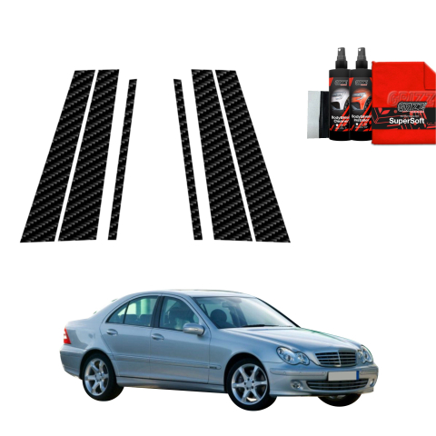 Bodyshield - Folie de protecție din carbon 6în1 pentru coloana B-C - Mercedes Benz Clasa C W203 Sedan (2000-2007)