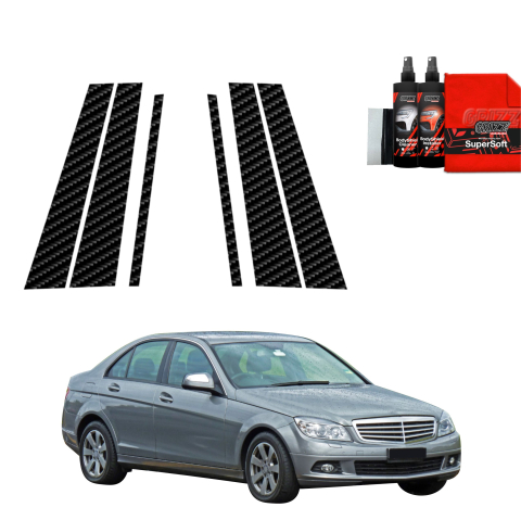 Bodyshield - Folie de protecție din carbon 6în1 pentru coloana B-C - Mercedes Benz Clasa C W204 Sedan (2007-2011)