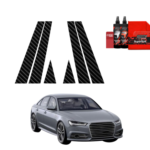 Bodyshield - Folie de protecție din carbon 6în1 pentru coloana B-C-S - Audi A6 C7 Sedan (2011-2014)