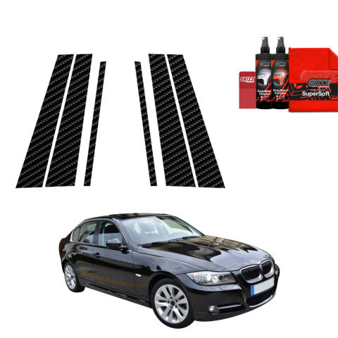 Bodyshield - Folie de protecție din carbon 6în1 pentru coloana B-C-S - BMW 3 E90 Sedan LCI (2008-2012)