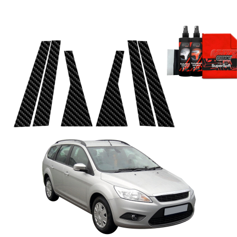 Bodyshield - Folie de protecție din carbon 6în1 pentru coloana B-C-S - Ford Focus Mk2 Combi Facelifting (2007-2011)