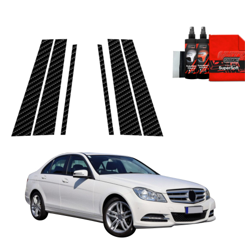 Bodyshield - Folie de protecție din carbon 6în1 pentru coloana B-C-S - Mercedes Benz Clasa C W204 Sedan Facelifting (2011-2014)