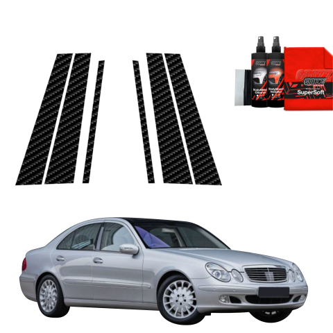 Bodyshield - Folie de protecție din carbon 6în1 pentru coloana B-C-S - Mercedes Benz E Clasa W211 Sedan (2002-2009)
