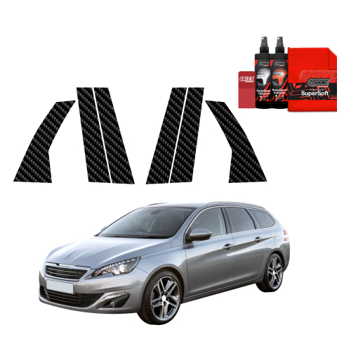 Bodyshield - Folie de protecție din carbon 6în1 pentru coloana B-C-S - Peugeot 308 Combi (2013-2021)