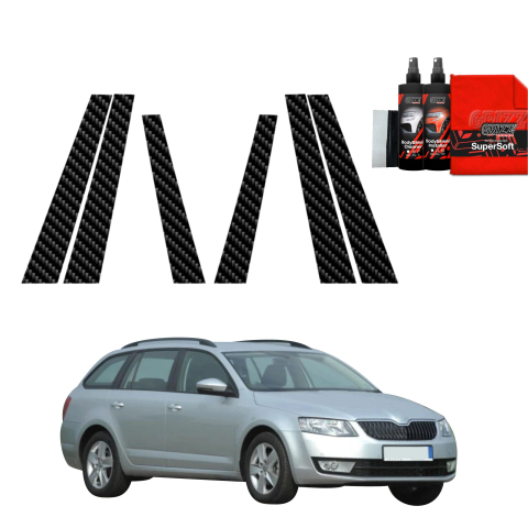 Bodyshield - Folie de protecție din carbon 6în1 pentru coloana B-C-S - Skoda Octavia 3 Combi 5D (2017-2020)