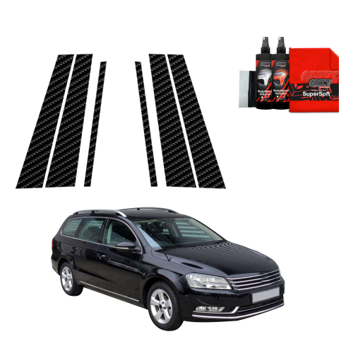 Bodyshield - Folie de protecție din carbon 6în1 pentru coloana B-C-S - Volkswagen Passat B7 Variant (2010-2014)