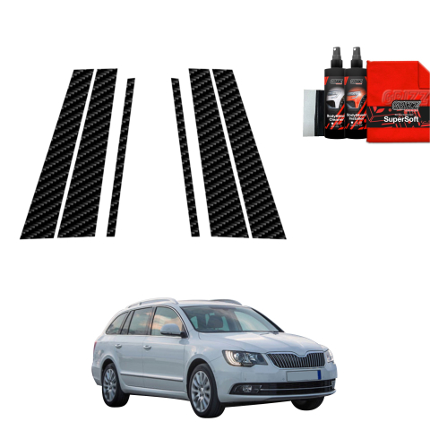 Bodyshield - Folie de protecție din carbon 6în1 pentru coloana B-C - Skoda Superb 2 Combi Facelifting (2013-2015)