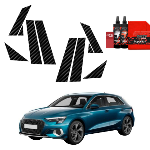 Bodyshield - Folie de protecție din carbon 8în1 pentru coloana A-B-C - Audi A3 8Y Sportback (2020-2023)