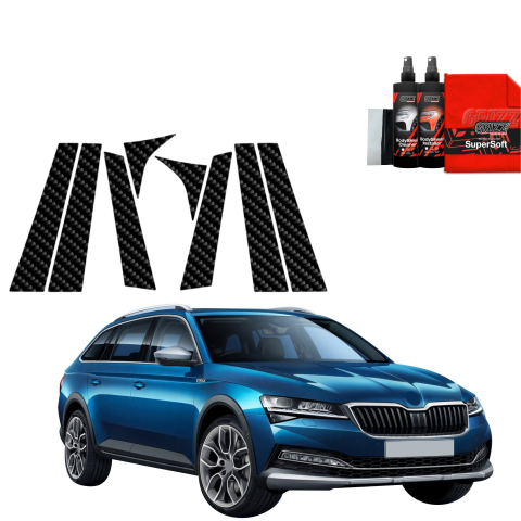 Bodyshield - Folie de protecție din carbon 8în1 pentru coloana A-B-C - Skoda Superb 3 Combi (2019- 2023)
