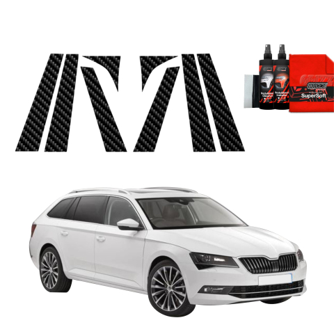Bodyshield - Folie de protecție din carbon 8în1 pentru coloana B-C-S - Skoda Superb 3 Combi (2015-2019)