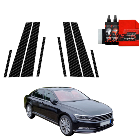 Bodyshield - Folie de protecție din carbon 8în1 pentru coloana B-C-S - Volkswagen Passat B8 Sedan (2014-2022)