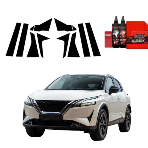 Bodyshield - Folie de protecție neagră 10în1 pentru coloana A-B-C - Nissan Qashqai 3 (2021-2024)