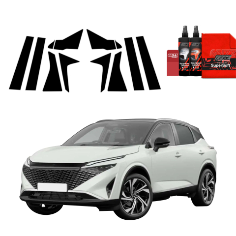 Bodyshield - Folie de protecție neagră 10în1 pentru coloana A-B-C - Nissan Qashqai 3 Facelift (2024-2026)