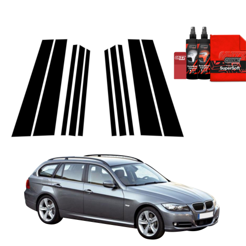 Bodyshield - Folie de protecție neagră 10în1 pentru coloana B-C - BMW 3 E91 Kombi Pre-LCI (2004-2008)