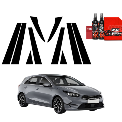 Bodyshield - Folie de protecție neagră 10în1 pentru coloana B-C - Kia Ceed Hatchback (2021-2025)