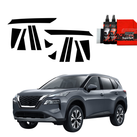 Bodyshield - Folie de protecție neagră 12în1 pentru coloana A-B-C - Nissan X-Trail Facelift (2024-2026)