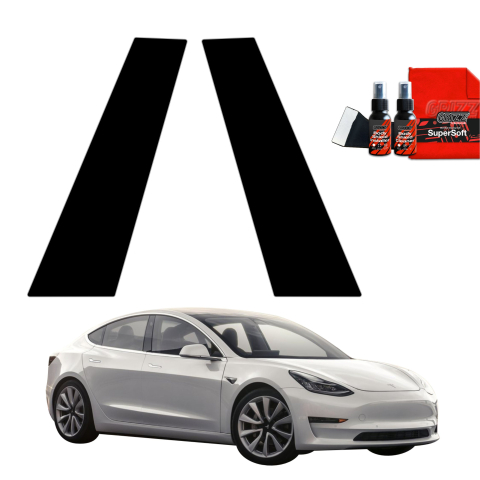 Bodyshield - Folie de protecție neagră 2în1 pentru coloana B - Tesla Model 3 (2017-2020)