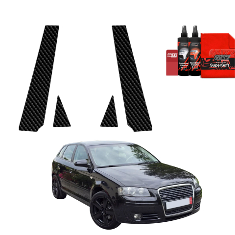 Bodyshield - Folie de protecție neagră 4în1 pentru coloana B-C - Audi A3 8P Hatchback 5D (2003-2008)