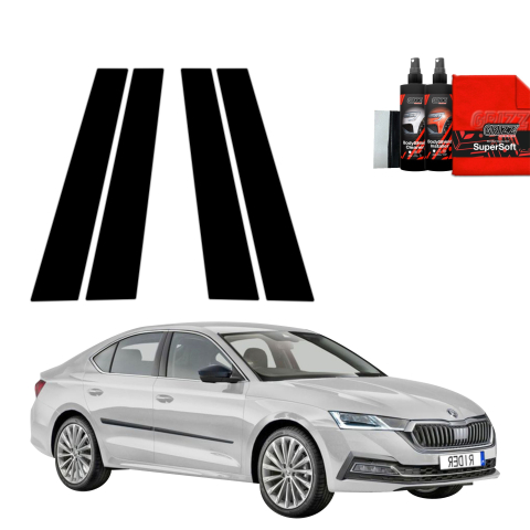 Bodyshield - Folie de protecție neagră 4în1 pentru coloana B-C - Skoda Octavia 4 Hatchback (2019-2024)