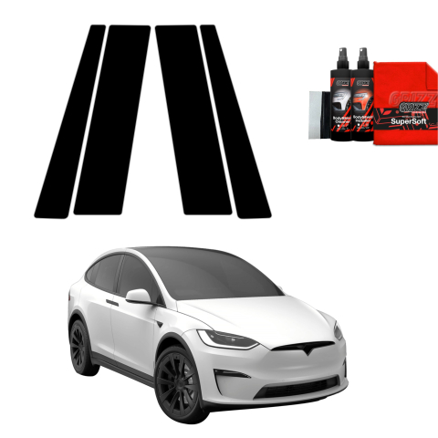 Bodyshield - Folie de protecție neagră 4în1 pentru coloana B - Tesla Model X (2021-2026)