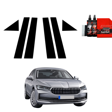 Bodyshield - Folie de protecție neagră 6în1 pentru coloana A-B - Skoda Superb 4 Liftback (2024-2026)
