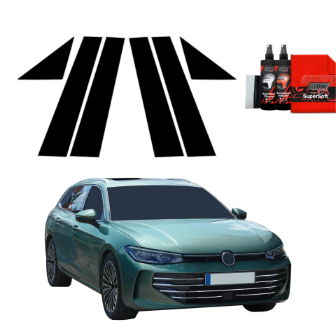 Bodyshield - Folie de protecție neagră 6în1 pentru coloana A-B - Volkswagen VW Passat B9 (2024-2026)