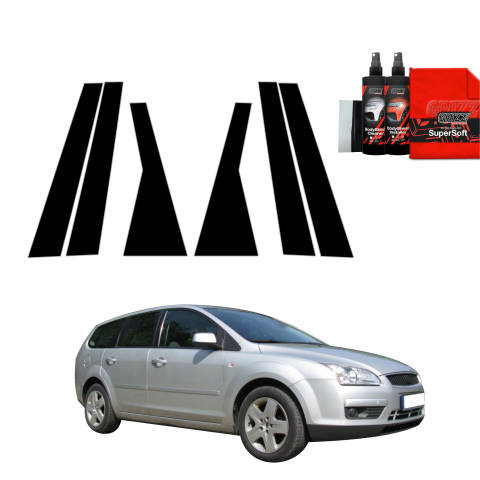Bodyshield - Folie de protecție neagră 6în1 pentru coloana B-C - Ford Focus Mk2 Combi (2004-2007)