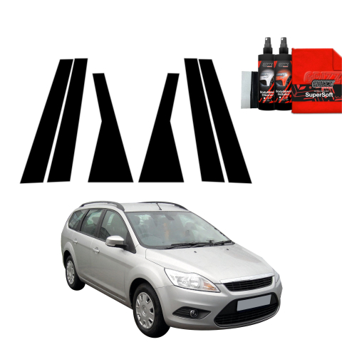 Bodyshield - Folie de protecție neagră 6în1 pentru coloana B-C - Ford Focus Mk2 Combi Facelifting (2007-2011)