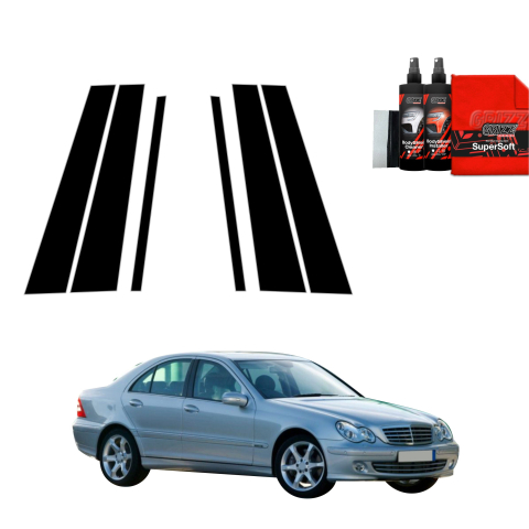 Bodyshield - Folie de protecție neagră 6în1 pentru coloana B-C - Mercedes Benz C Clasa W203 Sedan (2000-2007)