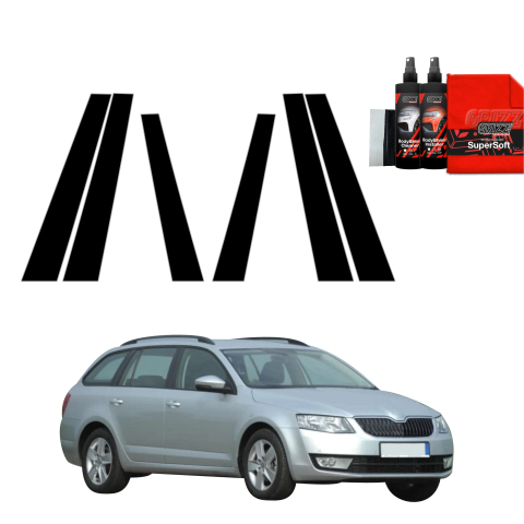 Bodyshield - Folie de protecție neagră 6în1 pentru coloana B-C - Skoda Octavia 3 Combi 5D (2017-2020)