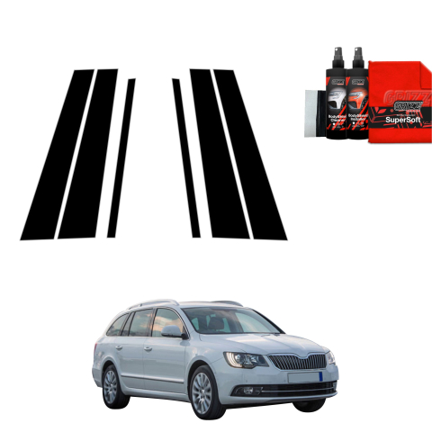 Bodyshield - Folie de protecție neagră 6în1 pentru coloana B-C - Skoda Superb 2 Combi Facelifting (2013-2015)