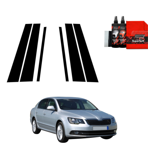 Bodyshield - Folie de protecție neagră 6în1 pentru coloana B-C - Skoda Superb 2 Facelifting (2013-2015)