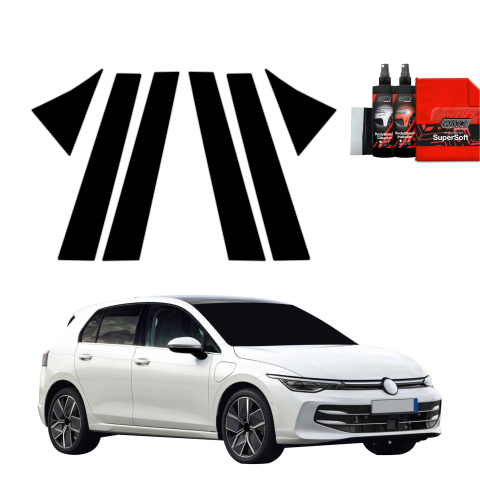 Bodyshield - Folie de protecție neagră 6în1 pentru coloana B-C - Volkswagen VW Golf 8 Hatchback (2024-2026)
