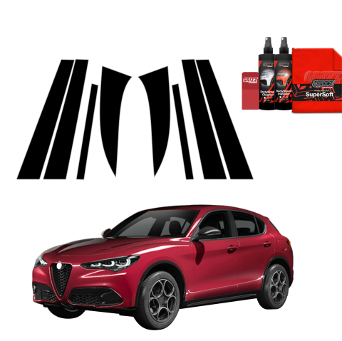 Bodyshield - Folie de protecție neagră 8în1 pentru coloana B-C - Alfa Romeo Stelvio (2023-2026)