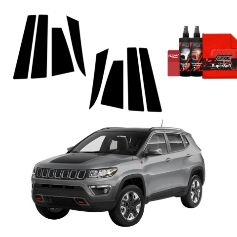 Bodyshield - Folie de protecție neagră 8în1 pentru coloana B-C - Jeep Compass (2020-2024)