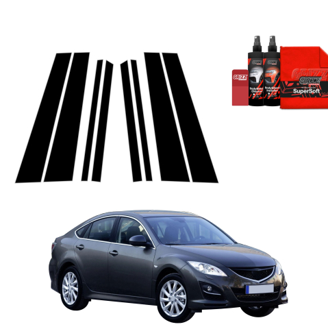 Bodyshield - Folie de protecție neagră 8în1 pentru coloana B-C - Mazda 6 2 Sedan 4D (2010-2013)
