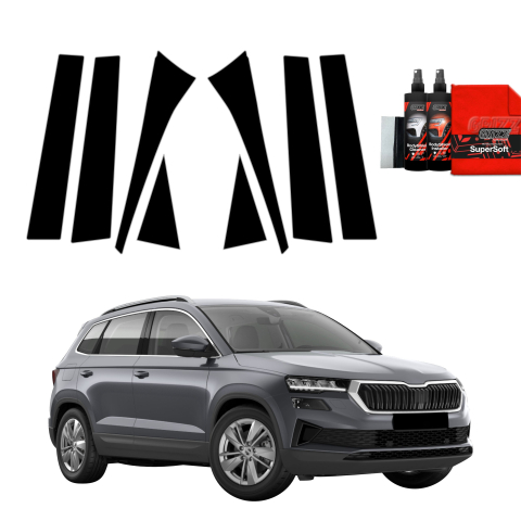 Bodyshield - Folie de protecție neagră 8in1 pentru coloana B-C - Skoda Karoq (2022-2026)