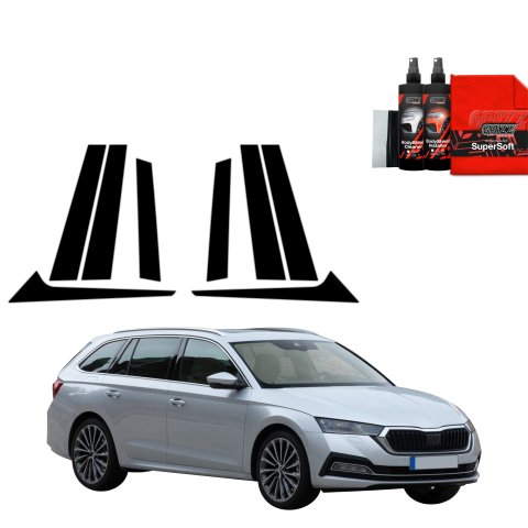 Bodyshield - Folie de protecție neagră 8în1 pentru coloana B-C - Skoda Octavia 4 Kombi (2019-2024)