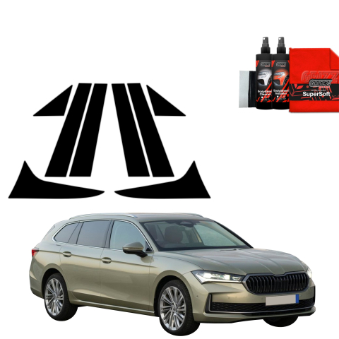 Bodyshield - Folie de protecție neagră 8în1 pentru coloana B-C - Skoda Superb 4 Combi (2024-2026)