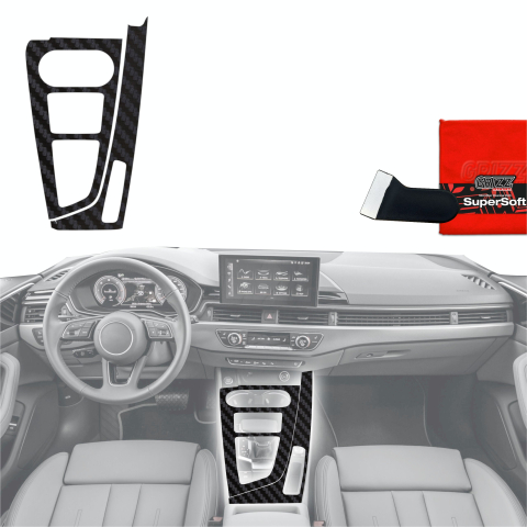 Folie interior - Folie de protecție pentru consola centrală - Audi A4 B9 (2014-2018) Aspect carbon mat antifingerprint