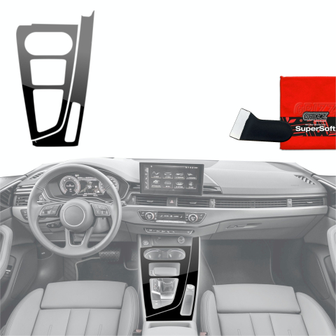 Folie interior - Folie de protecție pentru consola centrală - Audi A4 B9 (2014-2018) Negru lucios