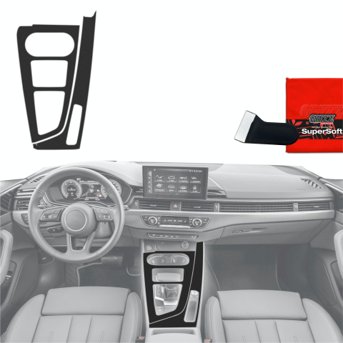Folie interior - Folie de protecție pentru consola centrală - Audi A4 B9 (2014-2018) Negru Mat Antiamprentă