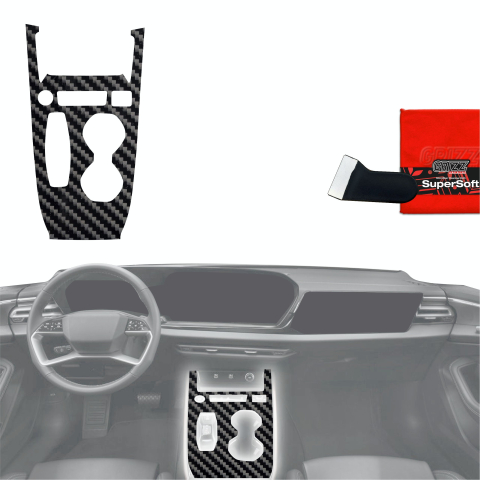 Folie interior - Folie de protecție pentru consola centrală - Audi A5 B10 (2025-2026) Aspect Carbon Lucios