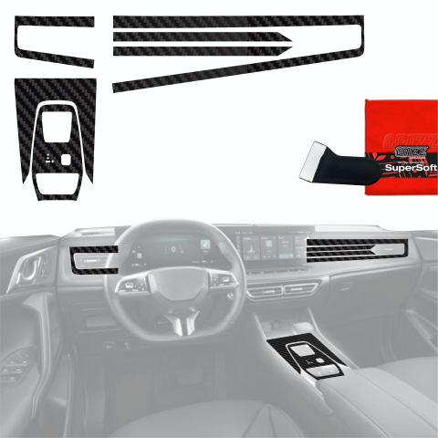 Folie interior - Folii de protecție 6în1 pentru consola centrală și bord - MG HS (2024-2026) Aspect carbon Mat Antiamprentă