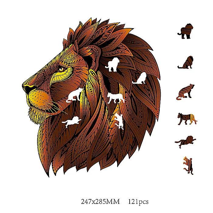 Puzzle din lemn multicolorat - Leu, 121 piese [2]