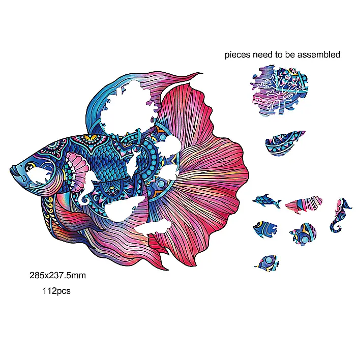 Puzzle din lemn multicolorat - Peste luptator, 112 piese [2]