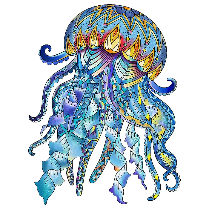 Puzzle din lemn multicolorat - Meduza, 106 piese [3]