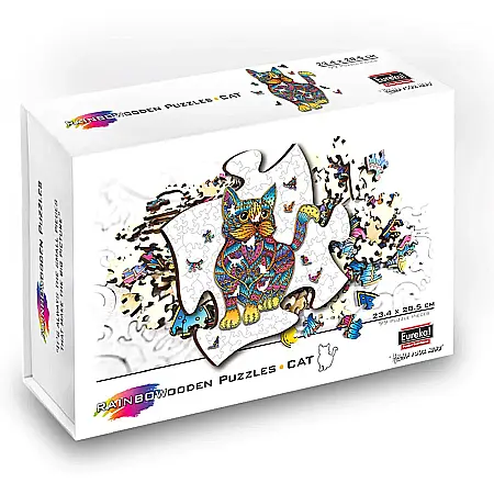 Puzzle - Puzzle din lemn multicolorat - Pisica, 99 piese
